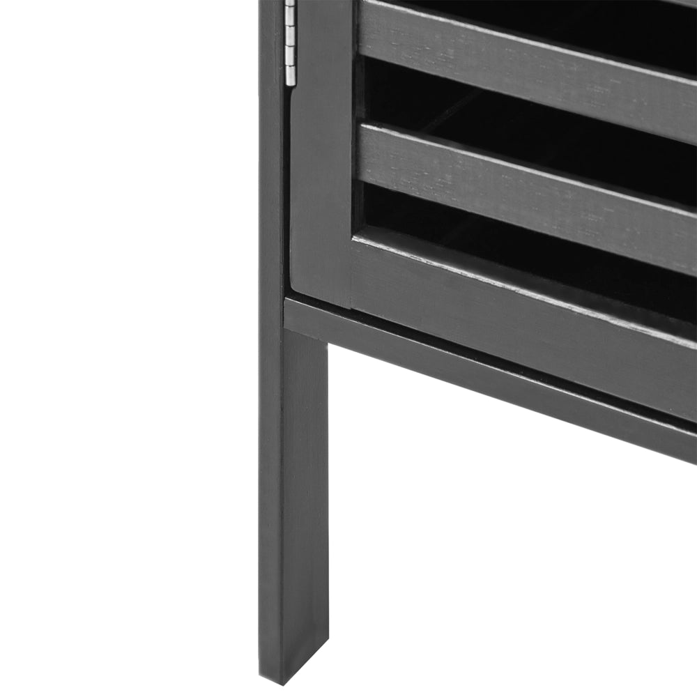 Armadietto da bagno minimalista in bambù con ripiani e porta nero stile Minimalista