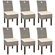 Sedie Sala da Pranzo 6 pz in Rattan Kubu e Legno di Mango cod mxl 23893