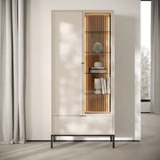 Mobile Espositore Lolera, Vetrina 7 Ripiani, 76x40x184h cm Beige