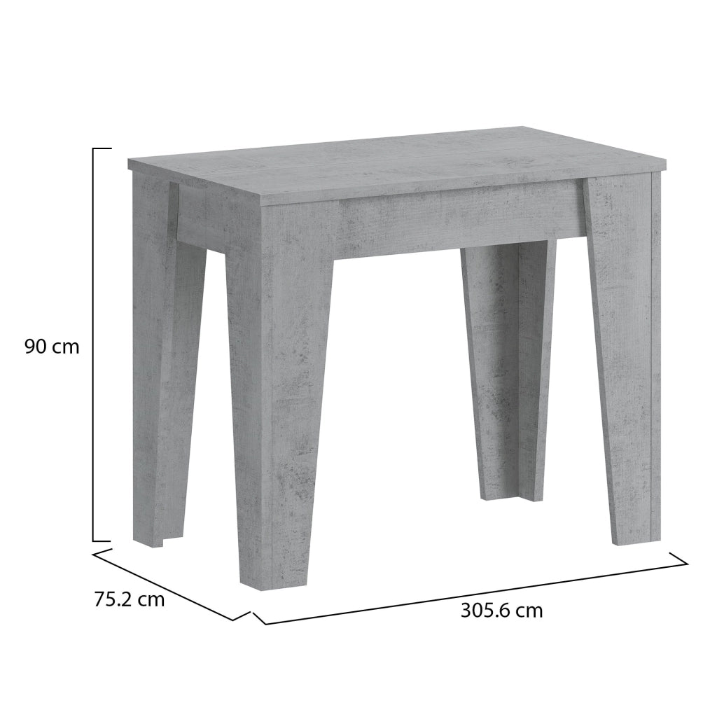 Gizio, Consolle Allungabile Allungabile, 305.6x90x75.2h cm Grigio Cemento