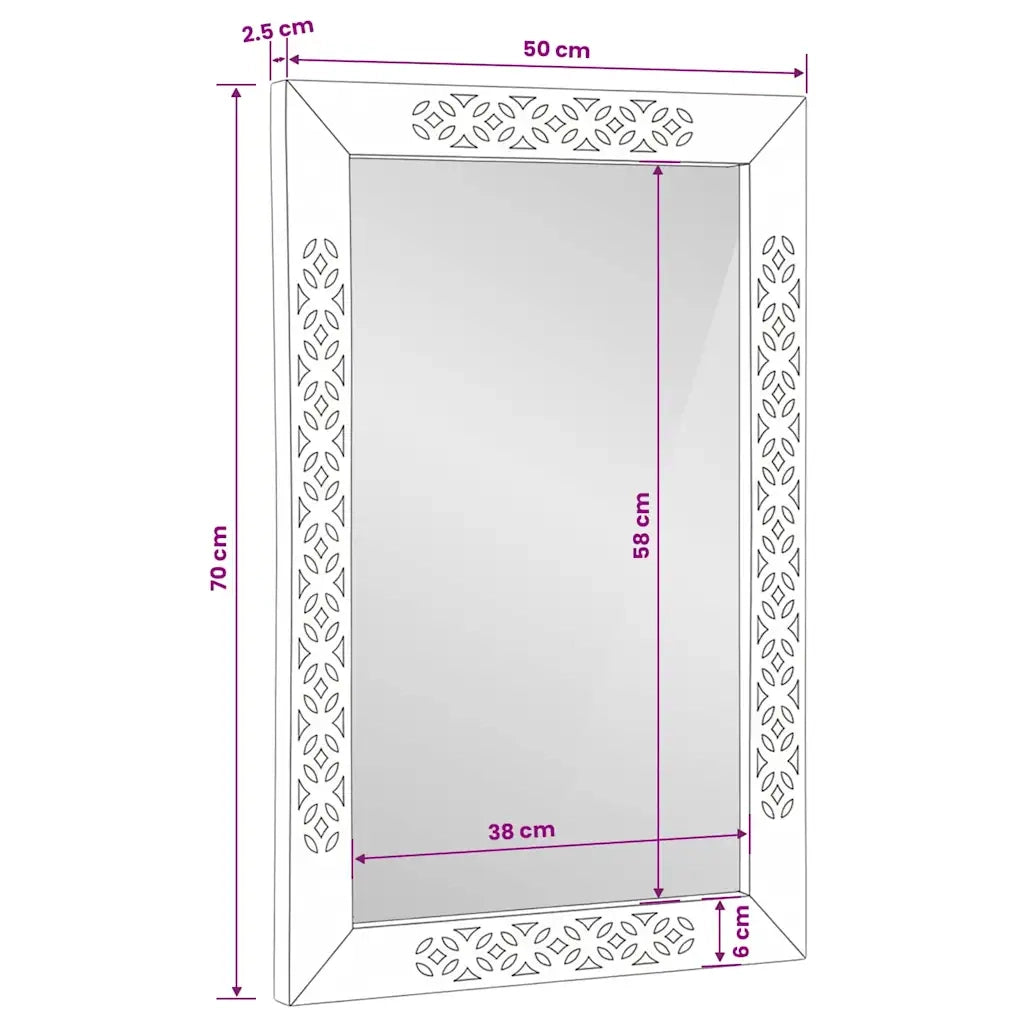Specchio da bagno-Specchio decorativo Marrone Chiaro 70 x 50 x 2,5 cm