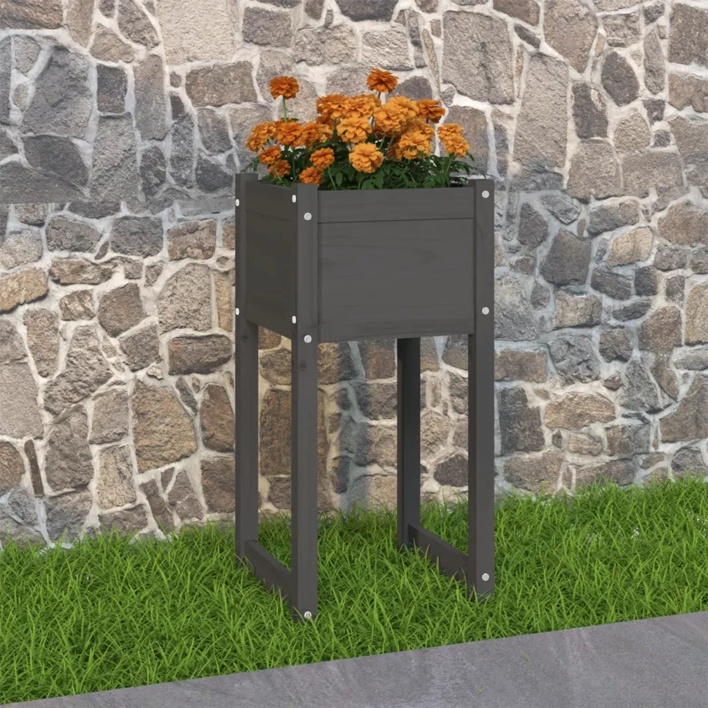Fioriera Grigio 40x40x81 cm in Legno Massello di Pino 822126