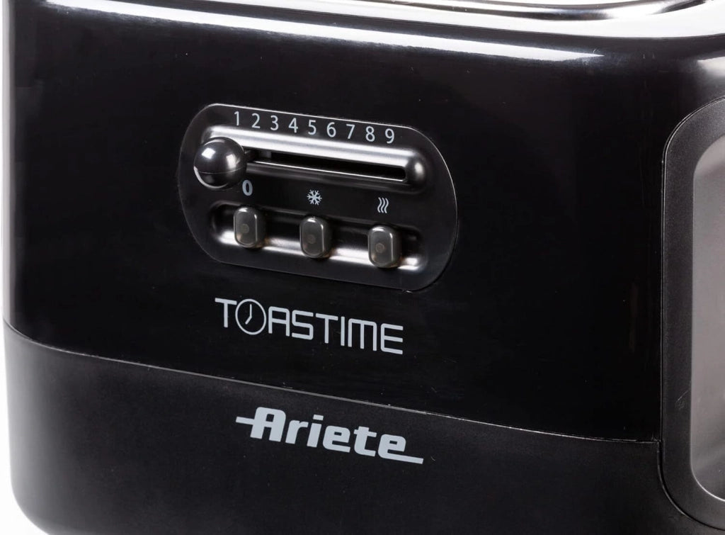 Ariete 159 Toastime - Tostapane arancione con pinze. 2 Fette 9 Livelli di doratura 700W Nero