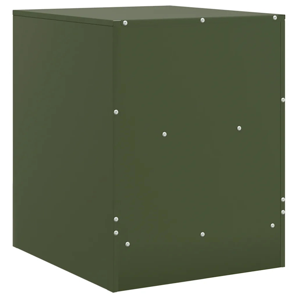 Set di 2 Comodini | Armadio da Notte | Mobiletto da notte Verde Oliva 34,5x39x44 cm in Acciaio