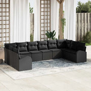 Set di divani con cuscino 10 pcs Nero Polyrattan