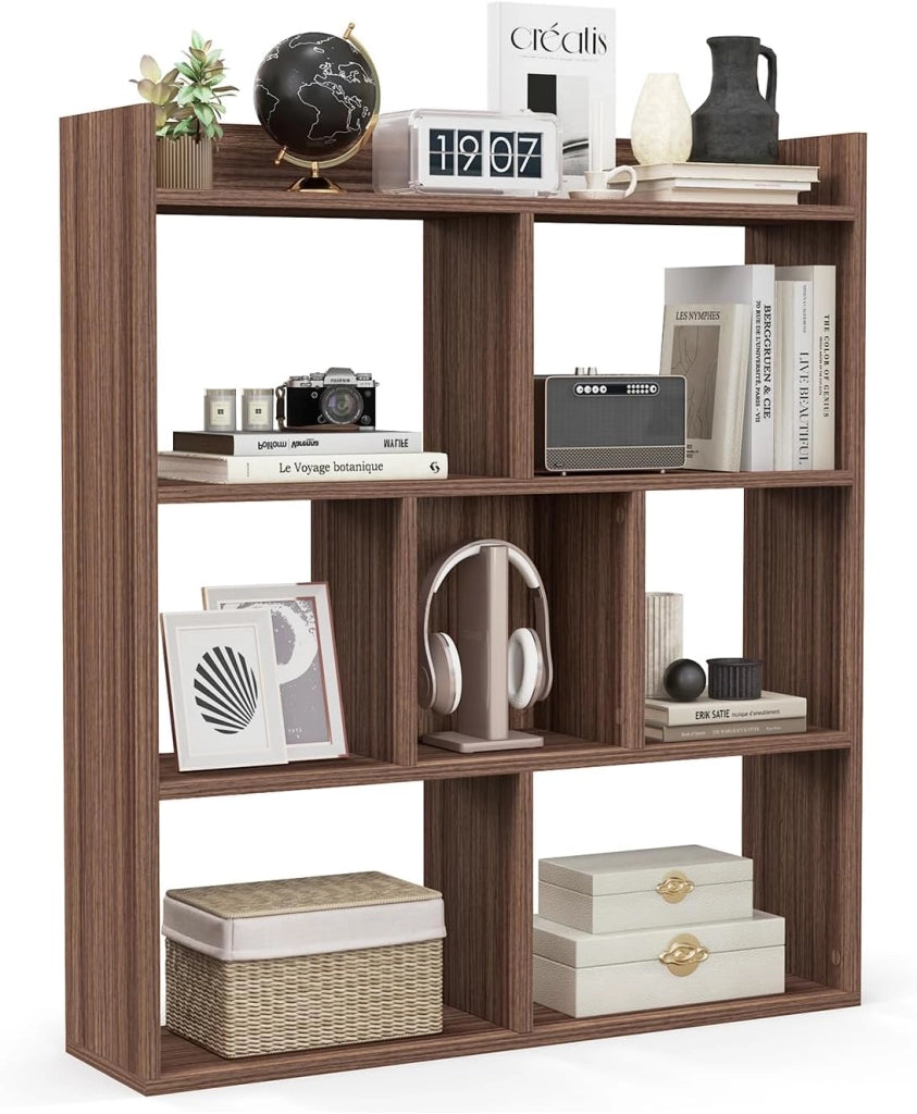 Libreria, scaffale con 7 cubi, divisorio con protezioni antiribaltamento, mensola cubo per camera da letto, ufficio, soggiorno, 80 x 20 x 90 cm (bianco)