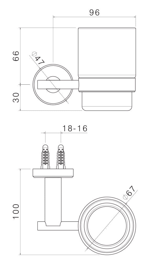 Porta Spazzolino da Parete in Acciaio Inox Satinato Nilo