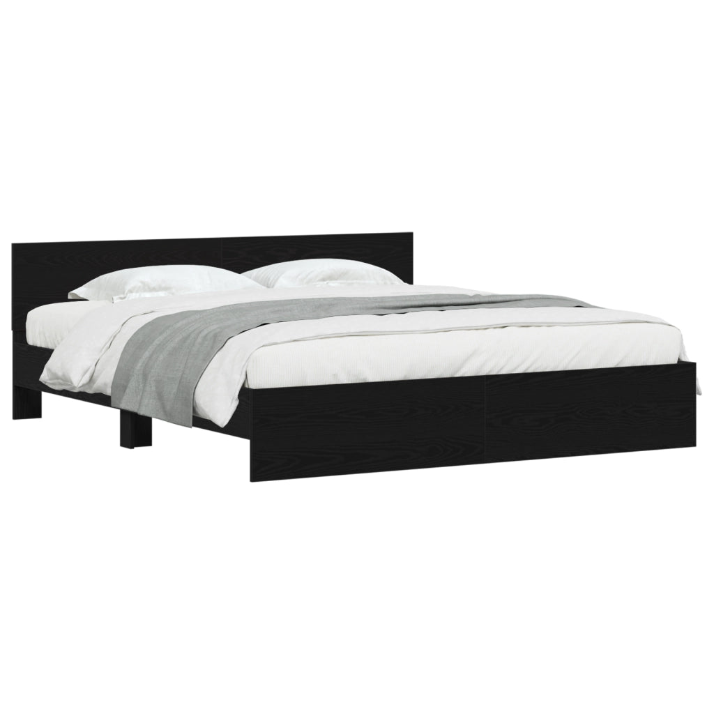 Struttura letto con testata rovere nero 180x200 cm legno ingegnerizzato
