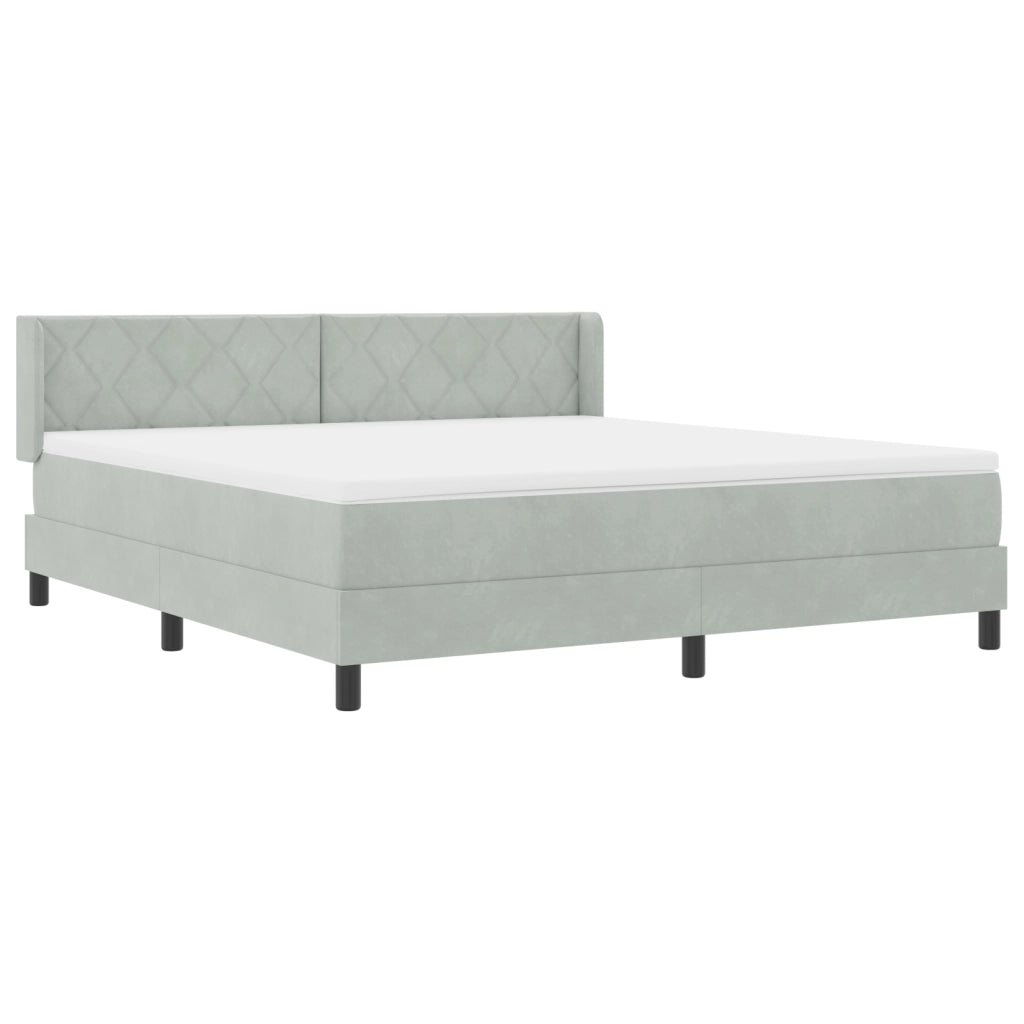Letto con Box Spring e Materasso Grigio Chiaro 180x200 cm in Velluto