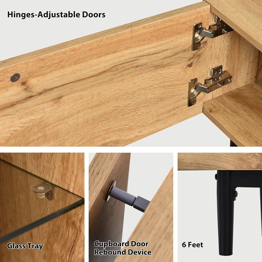 Armadio TV moderno con venature legno e luci LED regolabili - Xylo