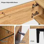 Armadio TV moderno con venature legno e luci LED regolabili - Xylo