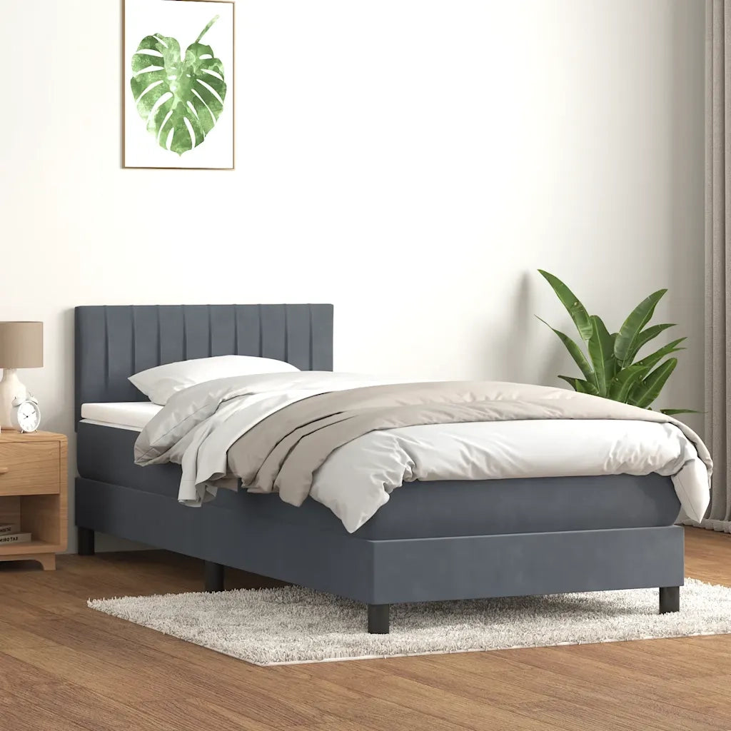 Letto a Molle con Materasso e LED Grigio Scuro 90x220 cm Velluto 3317104