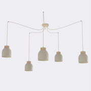 Lampada a sospensione KRU in acciaio beige e legno