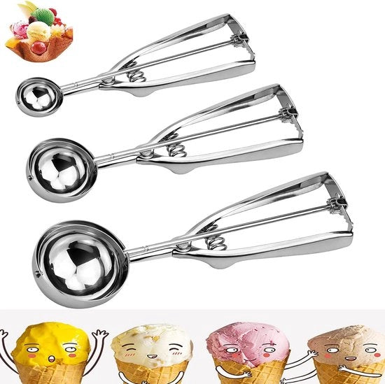 Set di 3 cucchiai per gelato e frutta