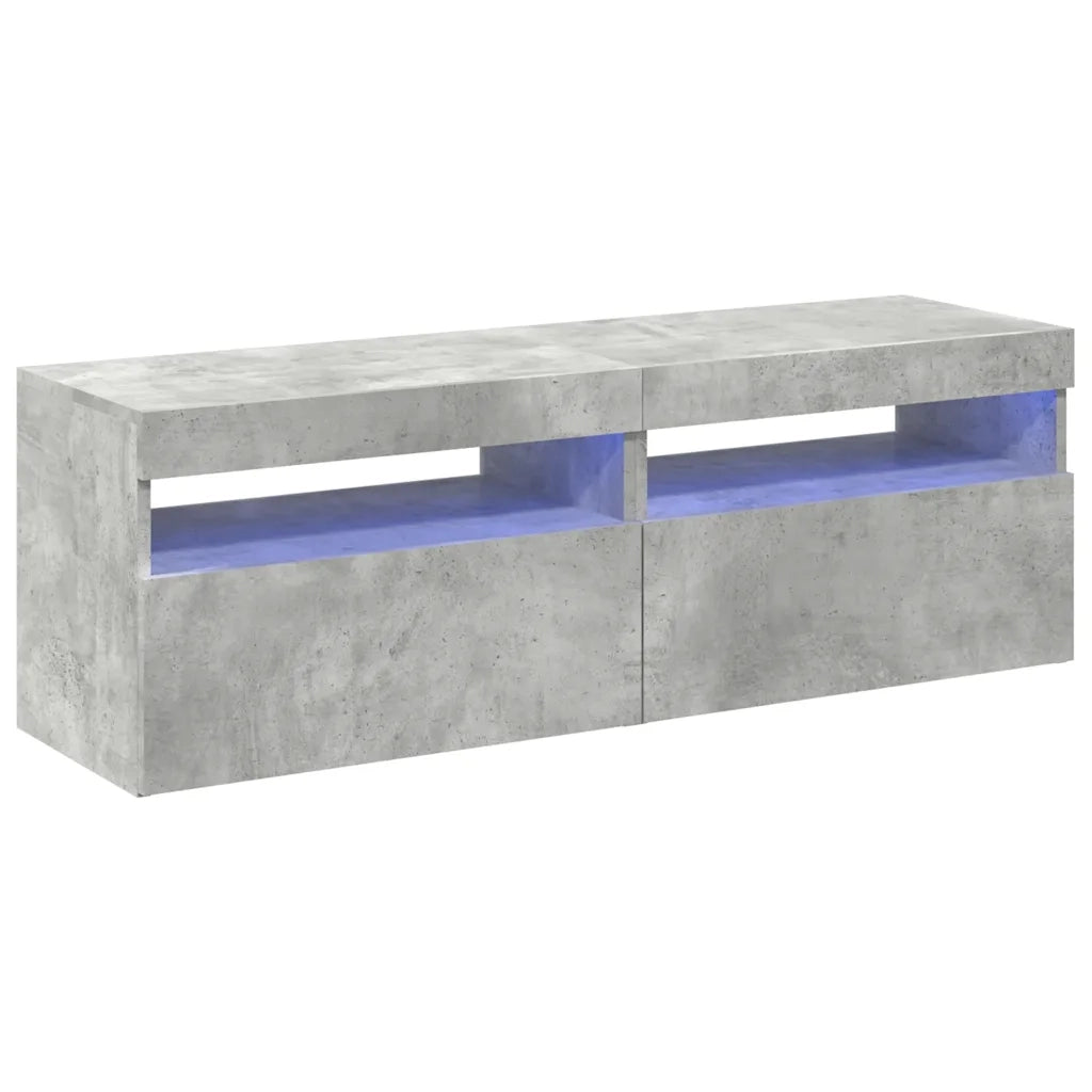 Mobili Porta TV con Luci LED 2 pz | Armadietto TV | Mobile Porta TV Grigio Cemento 60x35 cm