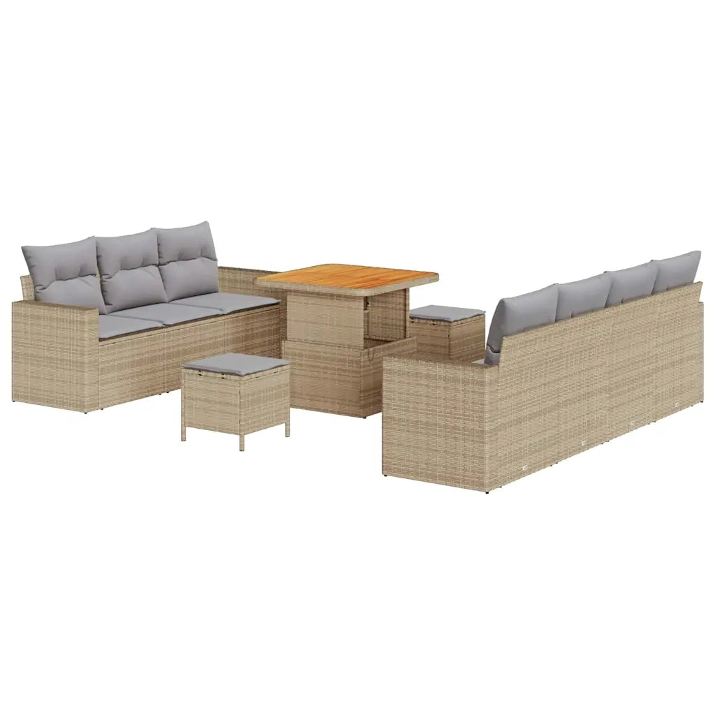 vidaXL Set Divano da Giardino con cuscino 10 pcs beige e grigio chiaro