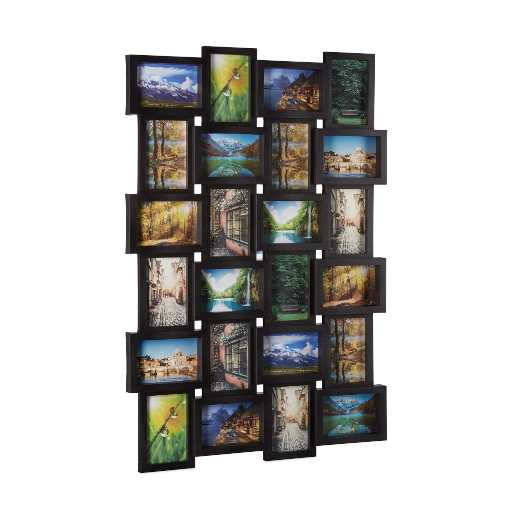 Portafoto multiplo per 24 foto da parete 59 x 86 x 2,5 cm in plastica nera 13_0006404