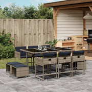 Set da pranzo da giardino da 11 pz con Cuscini in Polyrattan Grigio 3278100
