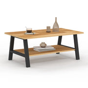 IDMarket - Tavolino rettangolare MADELEINE 100 cm doppio piano legno e nero