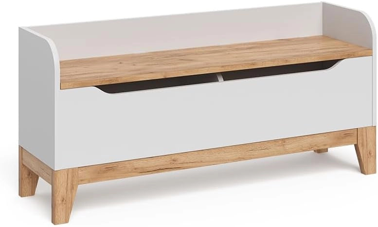 Cassapanca per giocattoli Malia, Cashmere/Artigianale, 107.2 x 50 cm con sedile, con spazio contenitivo e combinabile con altri mobili Malia