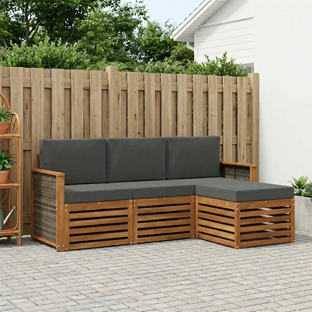 Set di divani da esterno con cuscino 4 pcs Naturale e Antracite