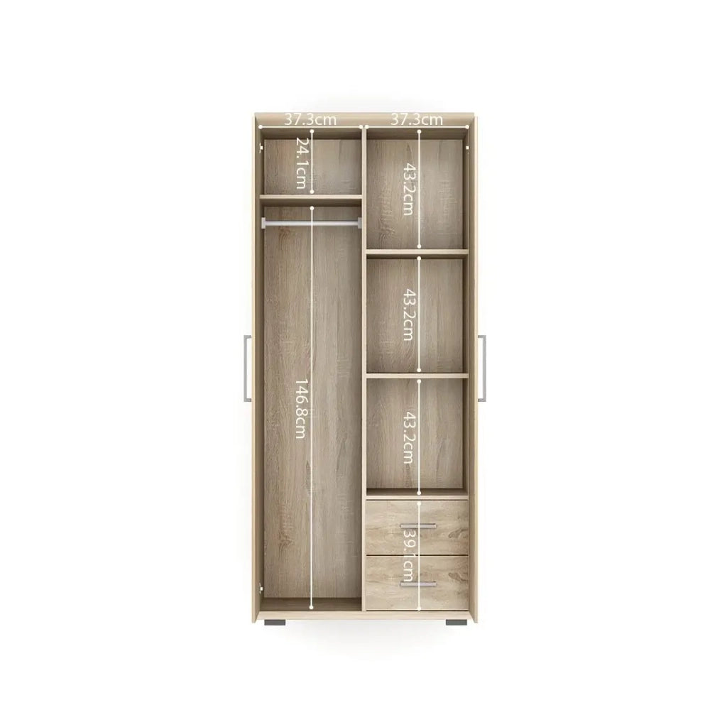Armadio a 2 ante con appendiabiti TOM – Rovere sonoma
