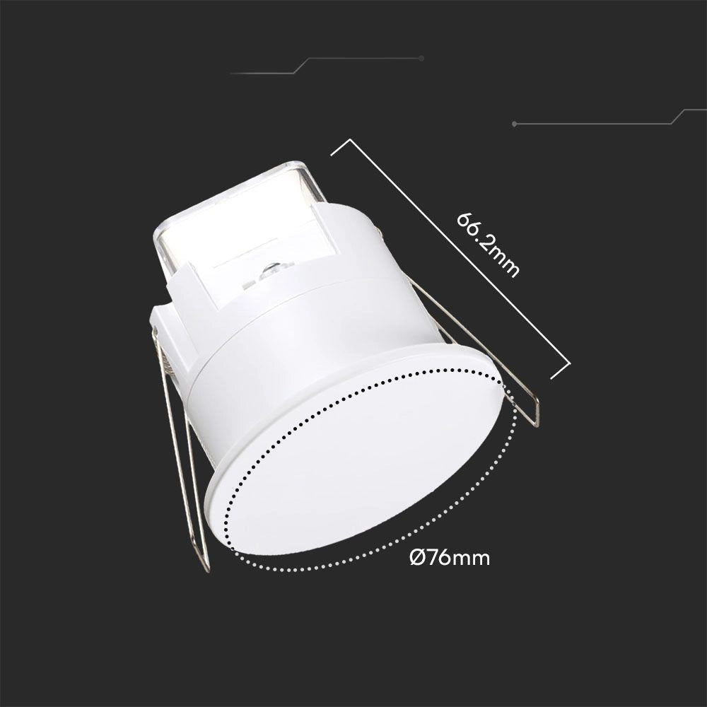 Sensore presenza PIR incasso soffitto bianco 3m 360° V-TAC