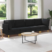 Set di divani modulari con spazio di archiviazione 4 pcs Nero