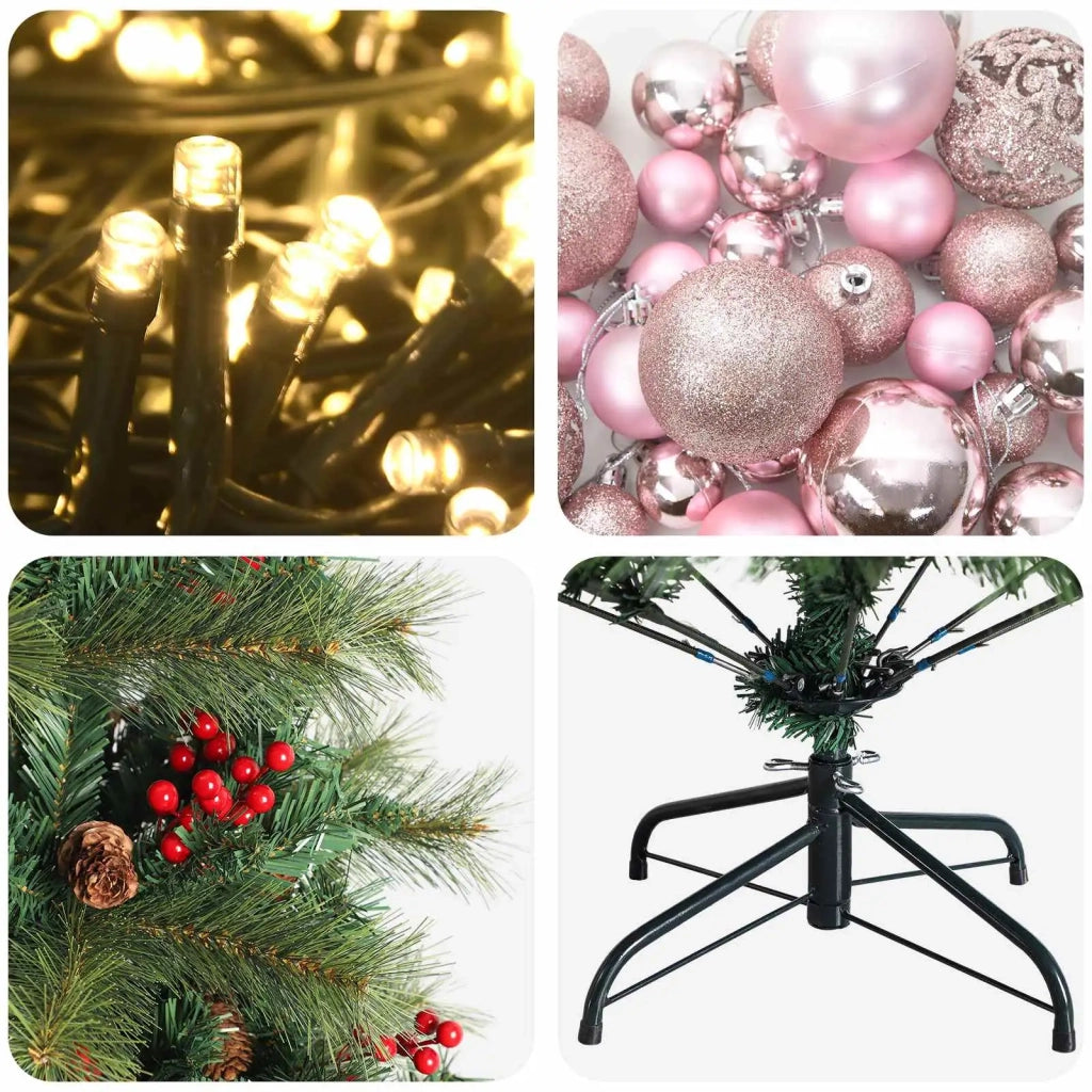 Albero di Natale artificiale con palline 180 cm 300 LED 3466702
