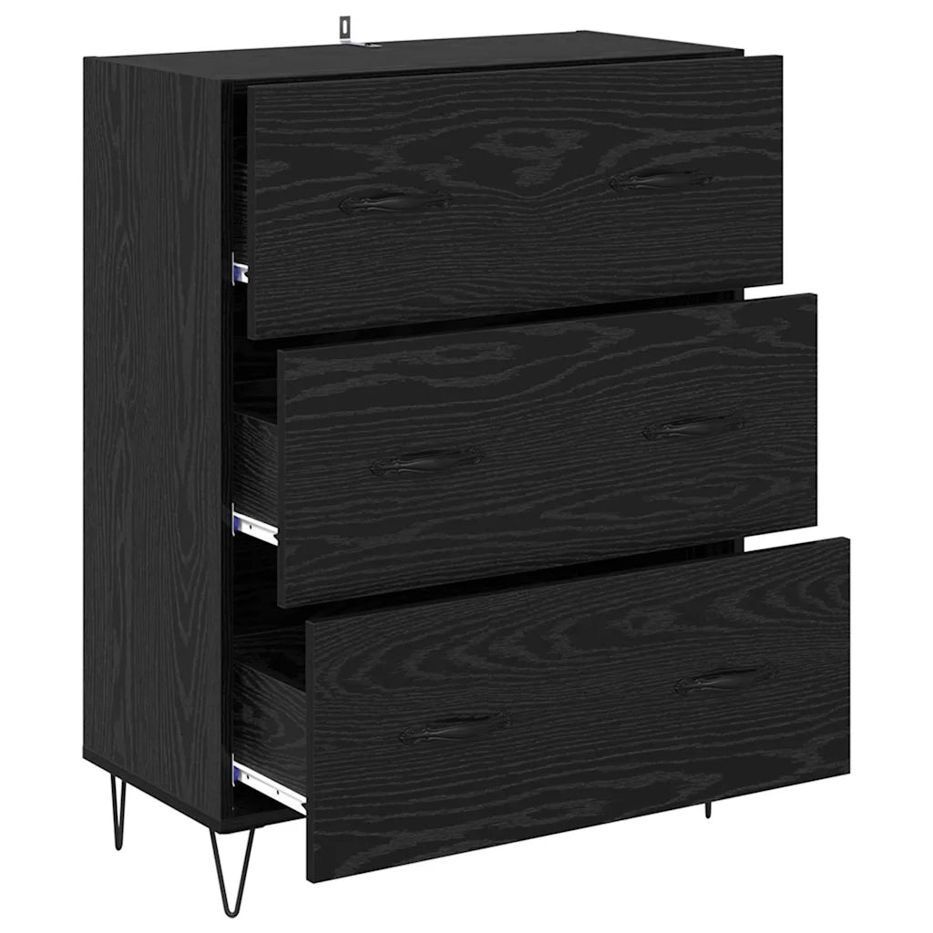 Credenza con Cassetto-Buffet-Armadio da cucina Rovere Nero 69,5 x 34 x 90 cm 302577