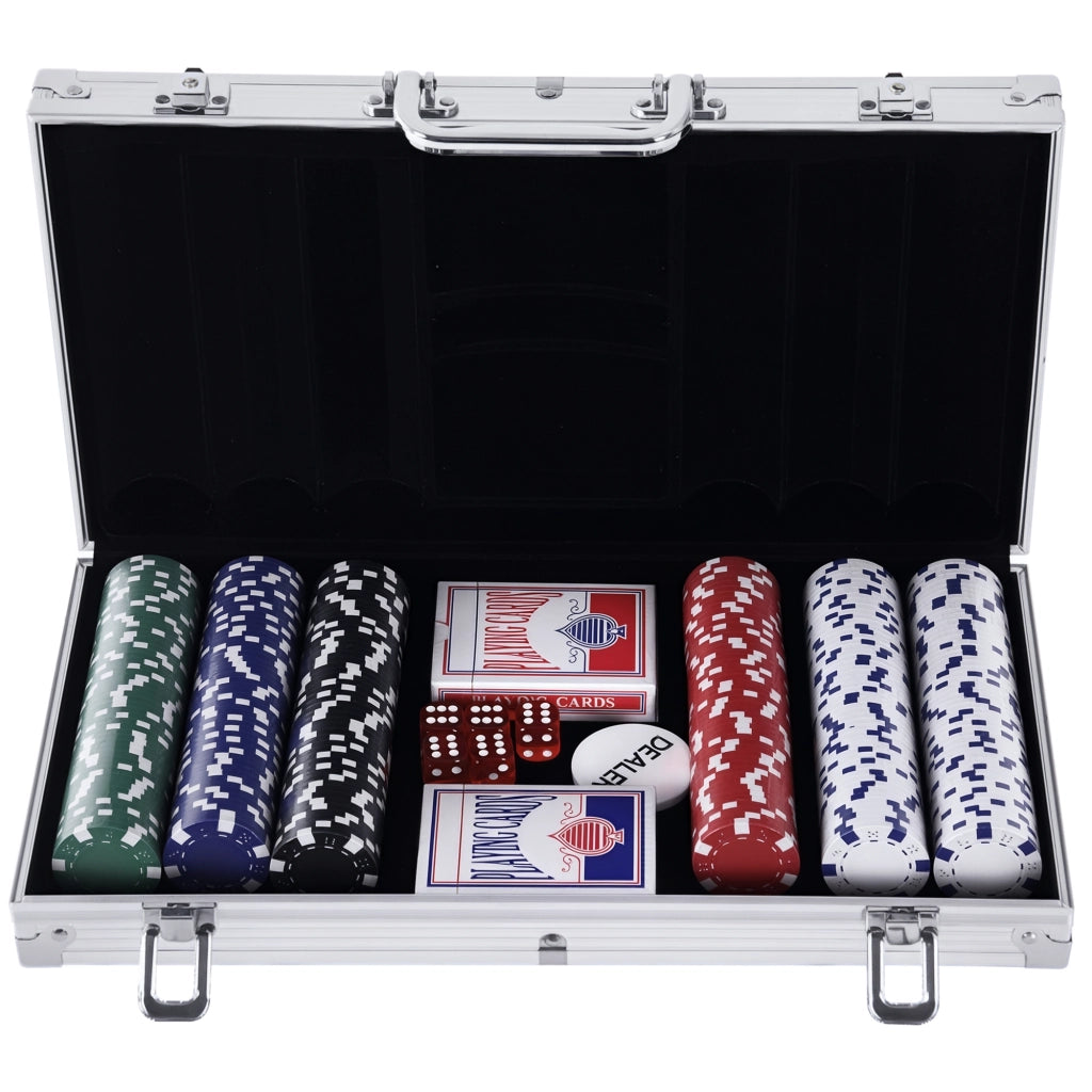 Set di Poker Completo con 300 Gettoni e 2 Mazzi di Carte ¨C Zephmum ¨C Argento