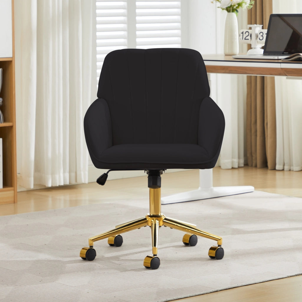 Sedia da ufficio girevole con altezza regolabile, schienale ergonomico e seduta imbottita in velluto nero