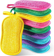 Decine di microfibra spugne a doppia faccia multifunzionali per la cucina - Sponze per la pulizia antikras extra resistenti - Spugne microfibra riciclabili - Per la pulizia domestica (a colori) - 15x9x1,5cm