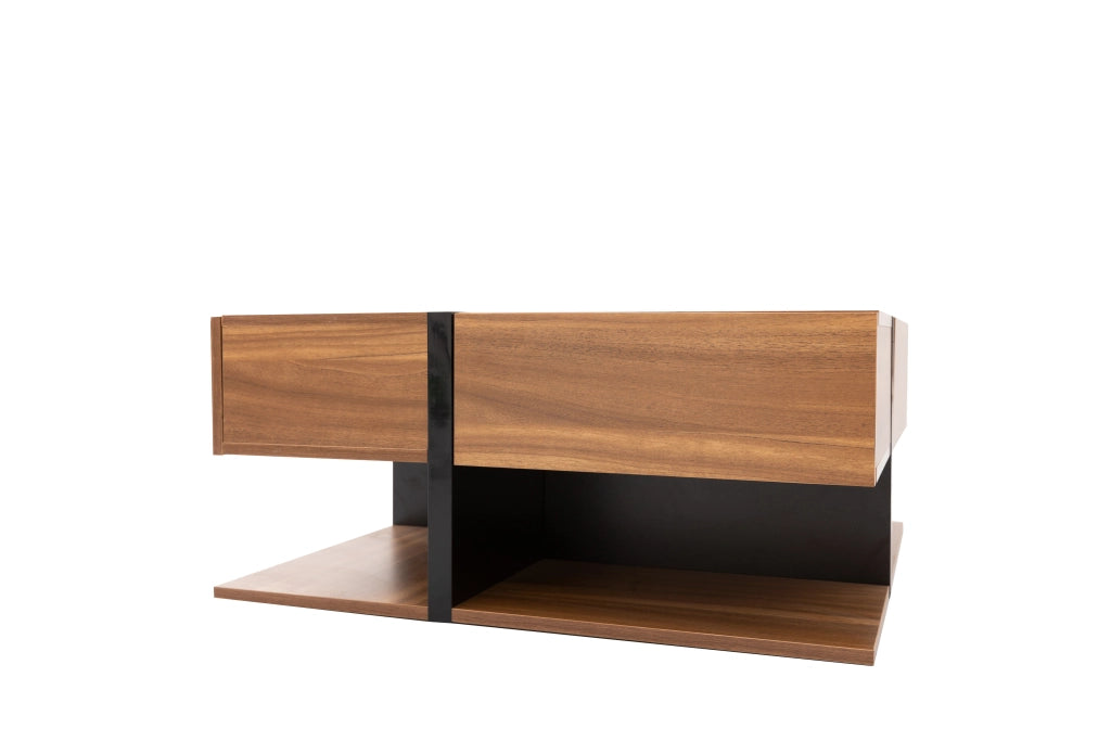 TAVOLINO Quadrato 78x78x36 cm in pannello di legno Naturale con 4 cassetti