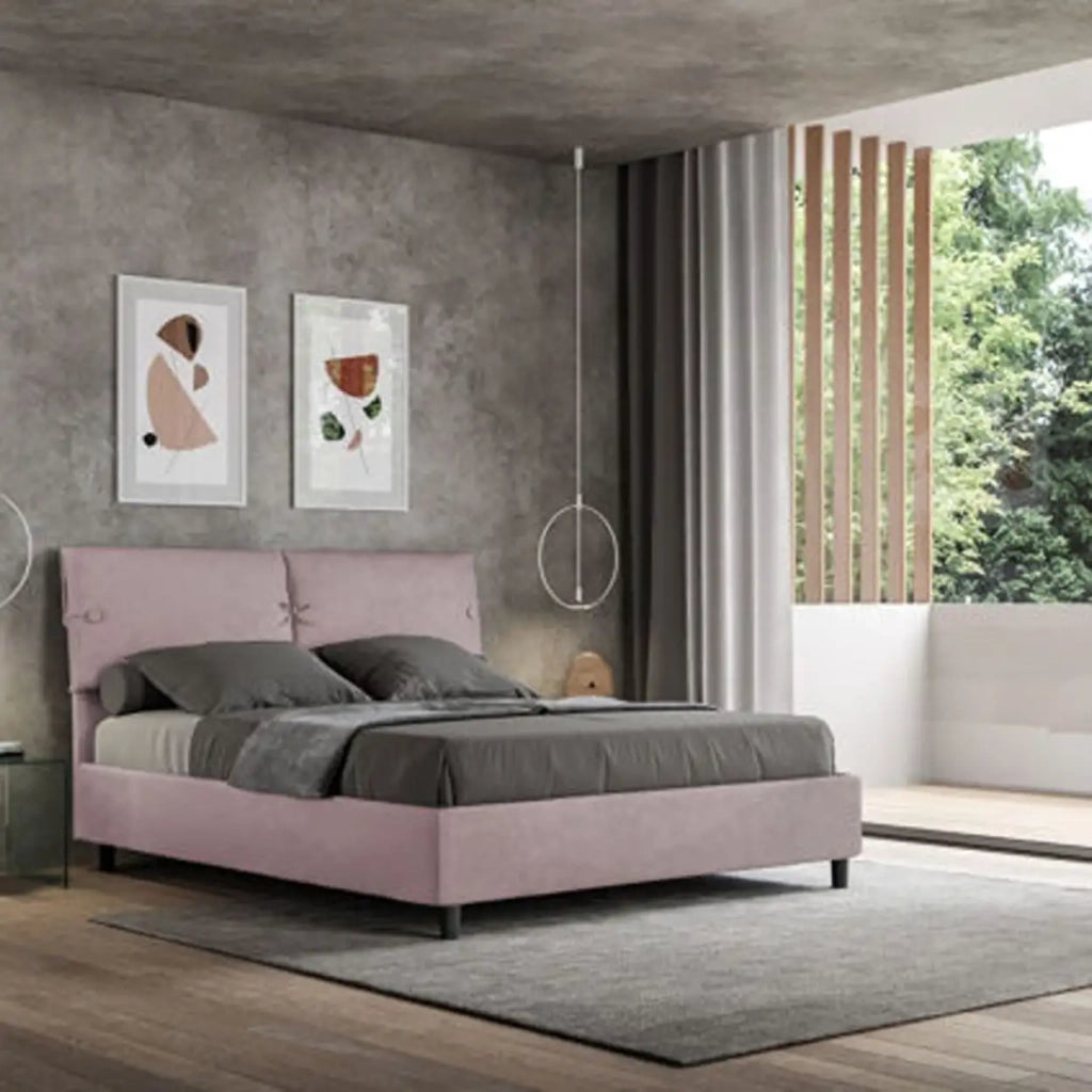 Letto matrimoniale senza rete imbottito 160x190 microfibra glicine Sleeper