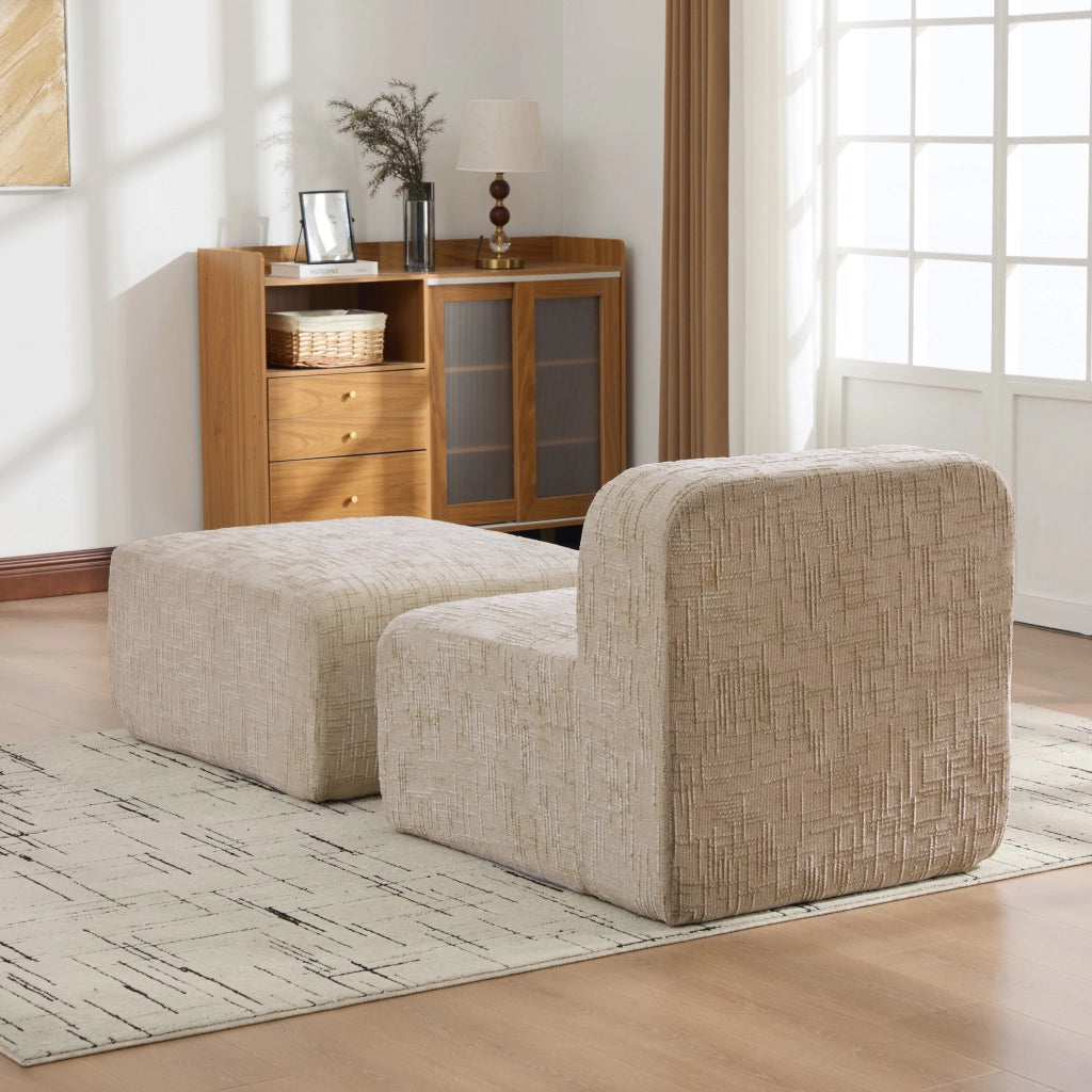 Poltrona reclinabile, poltrona modulare, tessuto chenille, schiuma ad alta elasticit¨¤ 30D, cachi
