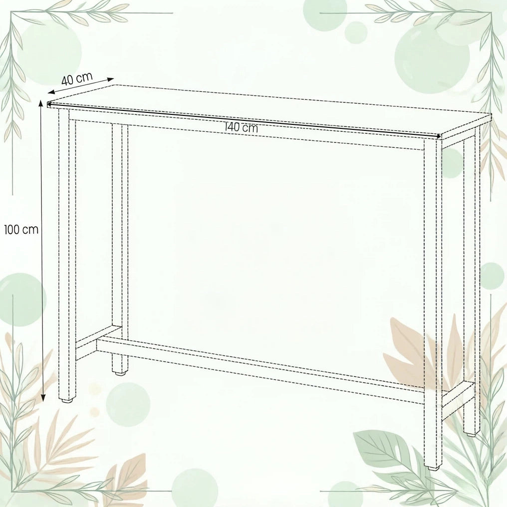 Tavolo bar alto in MDF e metallo bianco e rovere chiaro
