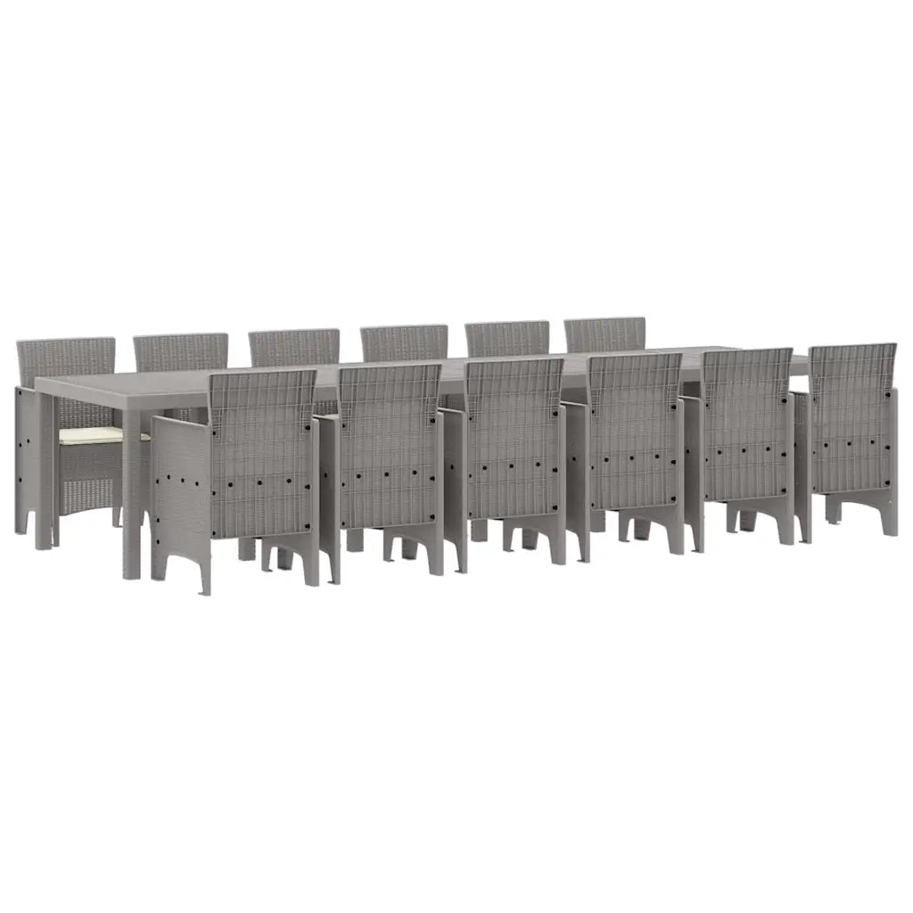 Set da Pranzo per Giardino 13 pcs Grigio chiaro Rattan Polt 3378791