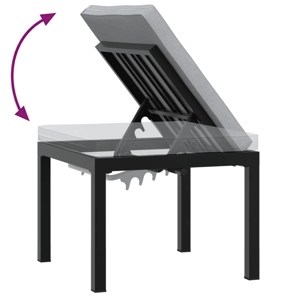 Set Panche Giardino Cuscini 3pz Nero Acciaio Verniciato Polvere