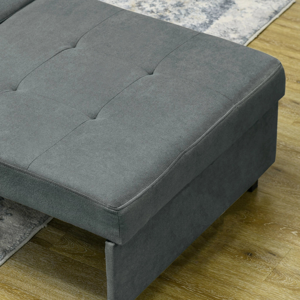 Poltrona Letto Singolo  100x98x88 cm con Vano Contenitore in Tessuto Effetto Velluto Grigio