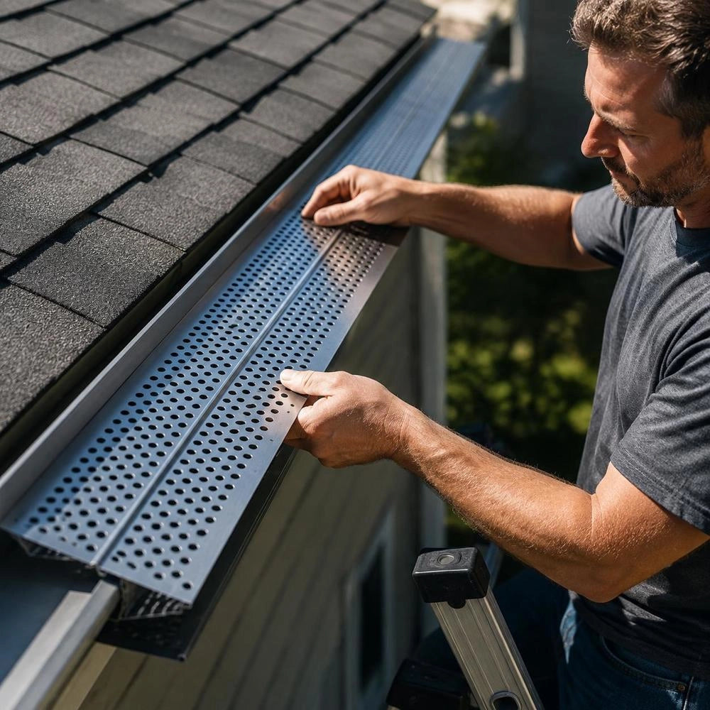 Gutter Guard, 152 Mm Wide, Aluminum Leaf Filter, DIY Gutter Cover, 26 Pieces, 264 Cm Total Length, 4 Mm Hole Diameter And 0.5 Mm Thick. Raptor Gutter Guard