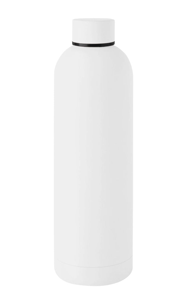 Borraccia Termica 1 Litro Bottiglia Acciaio Inox Inossidabile Doppio Strato 1000 Ml Tappo Antigoccia Doppia Camera Bevande Calde Fredde Termos Sistema Sottovuoto Rivestimento Soft Touch  - Bianco