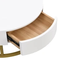 Set di Tavolini da Salotto Sovrapponibili Regolabili in Altezza con Due Cassetti, Design Elegante in MDF, 70x70x42/56,5 + 60x60x24 cm, Bianco