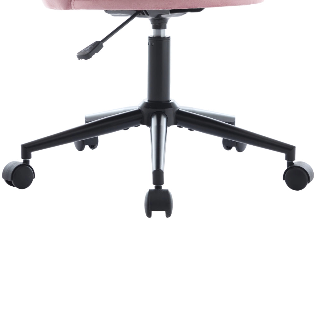 Sedia girevole regolabile in velluto rosa; altezza 45-55 cm; con cuscino lombare