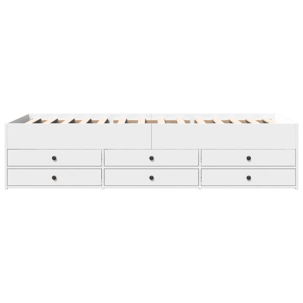 Divano Letto con Cassetti senza Materasso Bianco 90x190 cm 3280881