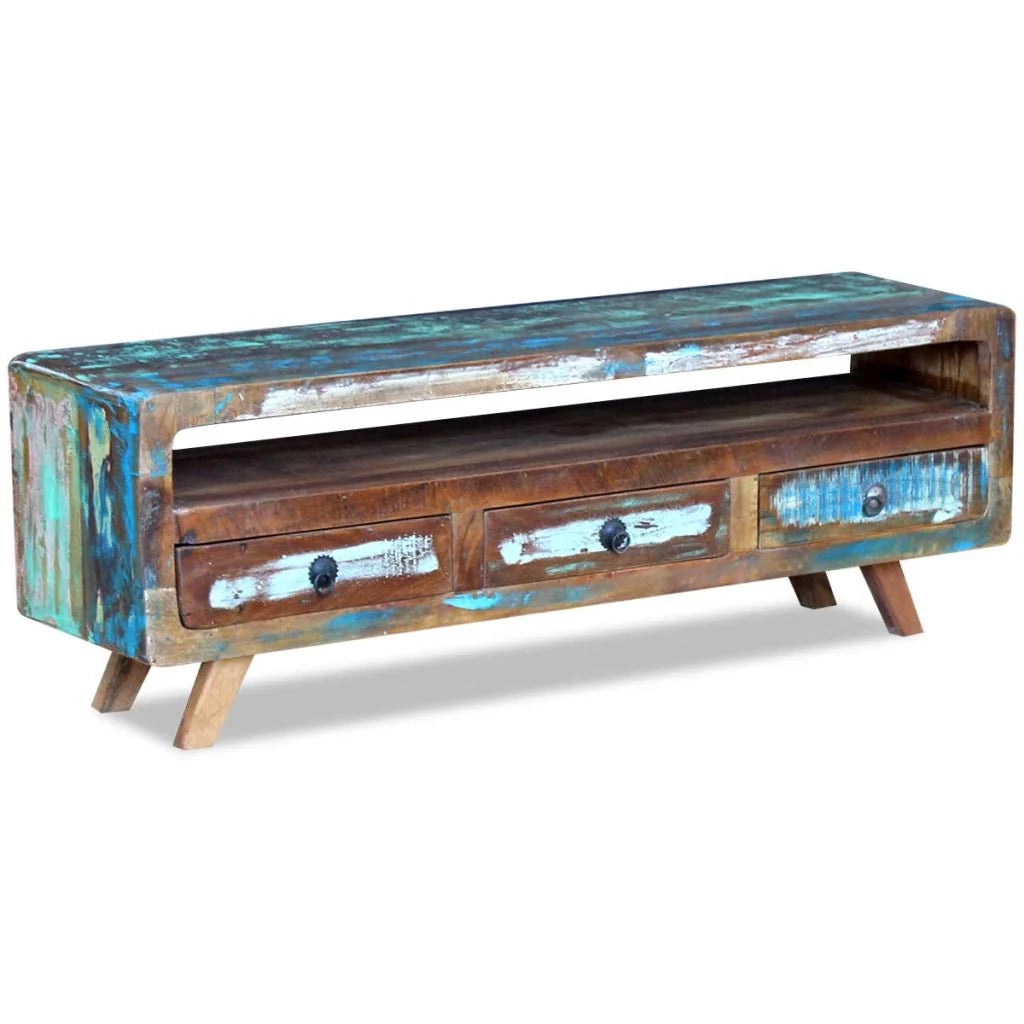 Pratico mobile porta TV/credenza di design con 3 cassetti realizzato in legno massello di recupero 2502100