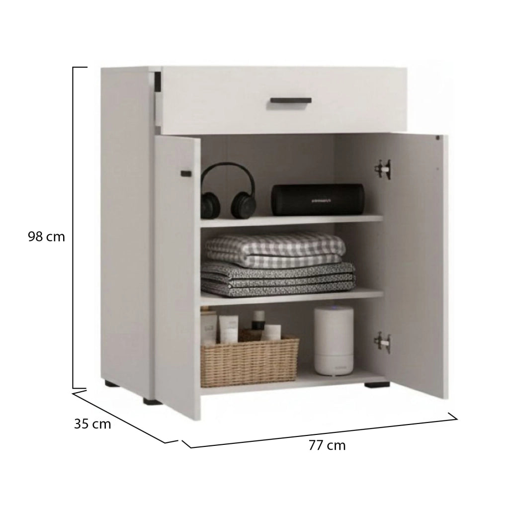 Torrice, Mobile da Ingresso un Cassetto, 77x35x98h cm Bianco Crema