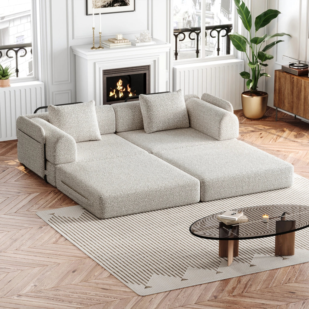 Fauteuil convertible in chenille con funzione letto e vano portaoggetti nel bracciolo e struttura in acciaio khaki
