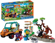 PLAYMOBIL | Animals & Friends | Zoo Guardiano di zoo con veicolo | Veicolo con testa di tigre e 3 animali, ETa 4+