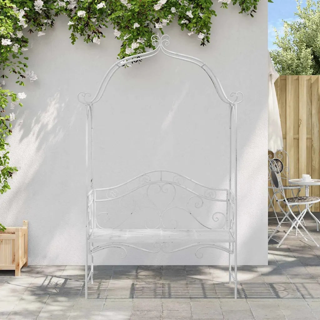 Panchina da giardino Bianco Antico 121 x 48 x 200 cm Acciaio 42008120
